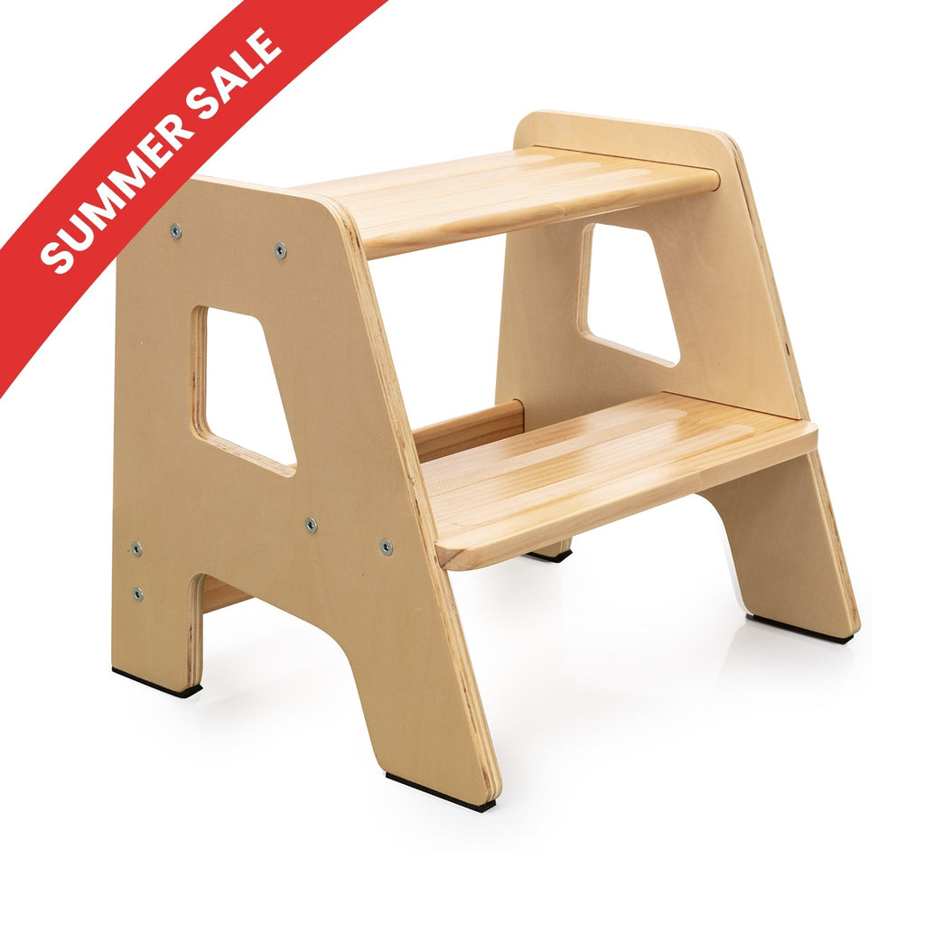 2-Step Wooden Stool for Toddlers(Step Stool for Children Ages 2+)