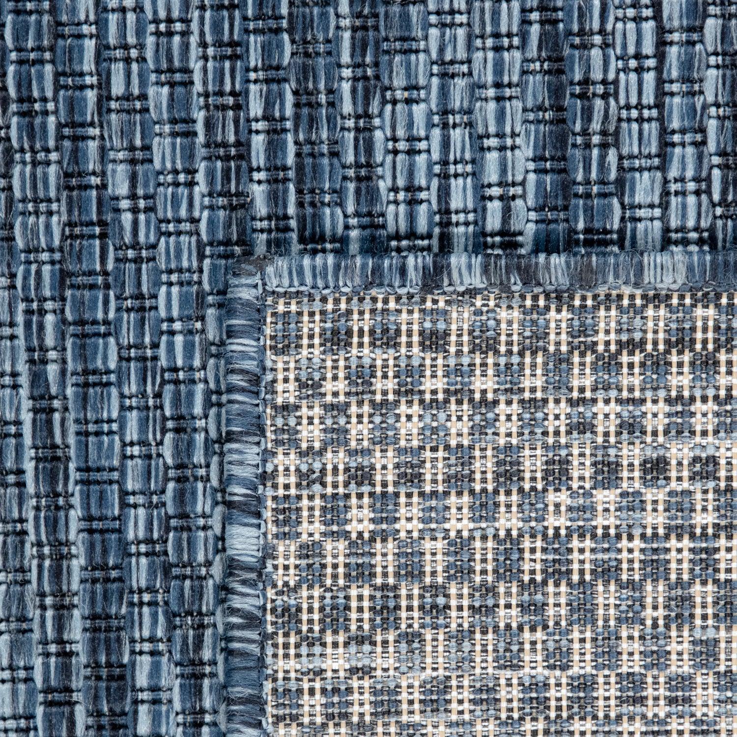 Solid Outdoor Rug for Patio or Balcony weatherproof in Mottled Blue